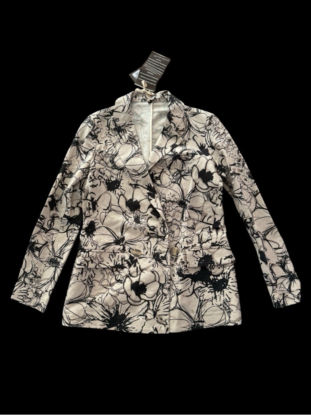 Manila Grace Linen Cotton Blazer NWT Size 40 Floral Print Tailored Jacket